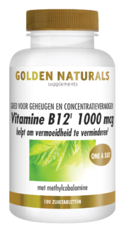 Golden Naturals Vitamine B12 1000 mcg 100 veganistische zuigtabletten