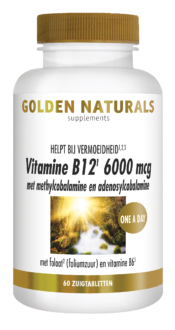 Golden Naturals Vitamine B12 6000 mcg 60 veganistische zuigtabletten