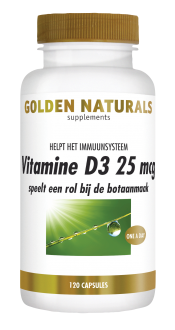 Golden Naturals Vitamine D3 25mcg. 1000 i.e. 120 caps.