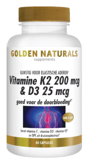 Golden Naturals Vitamine K2 200 mcg & D3 25 mcg 60 vega caps