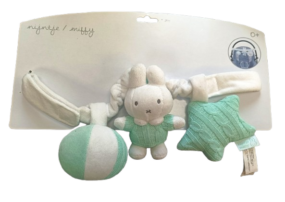 Nijntje Autostoelspeeltje gebreid mintgroen/wit